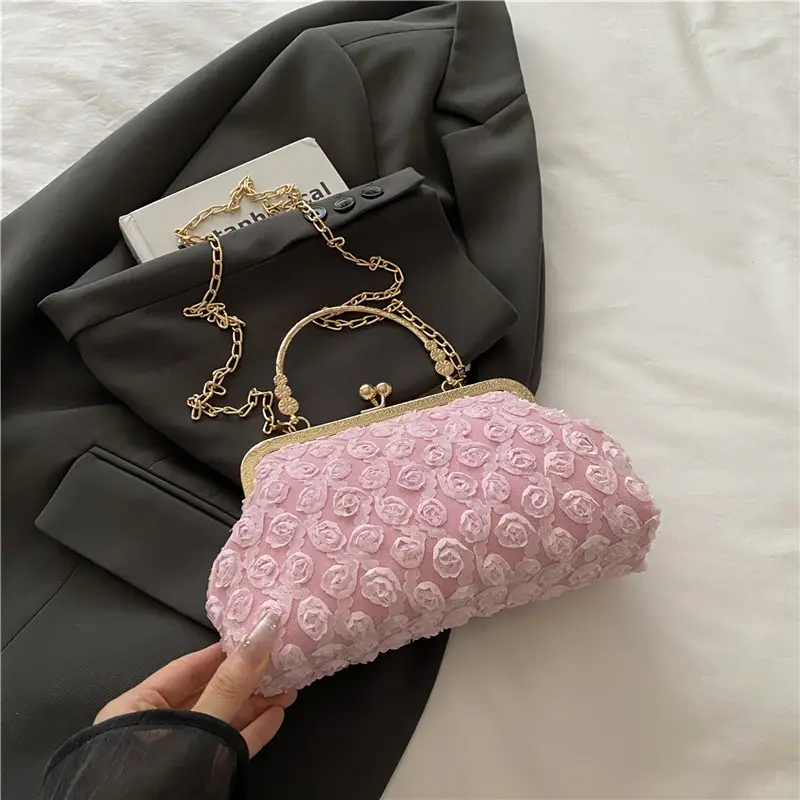 Pink Pearl Embroidered Shoulder Bag for Women - Image 3