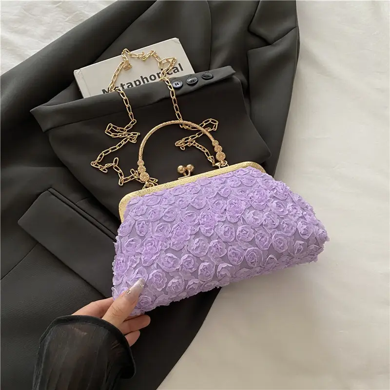 Pink Pearl Embroidered Shoulder Bag for Women - Image 4