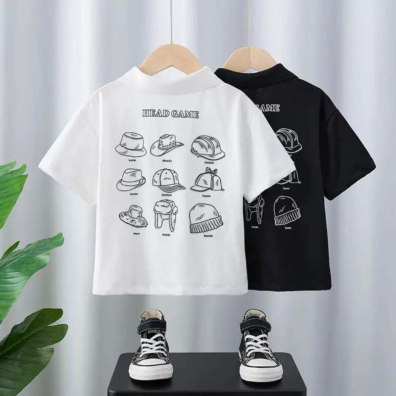 Kids White Polo Shirt Boys 2025 Summer Loose Fit - Image 4