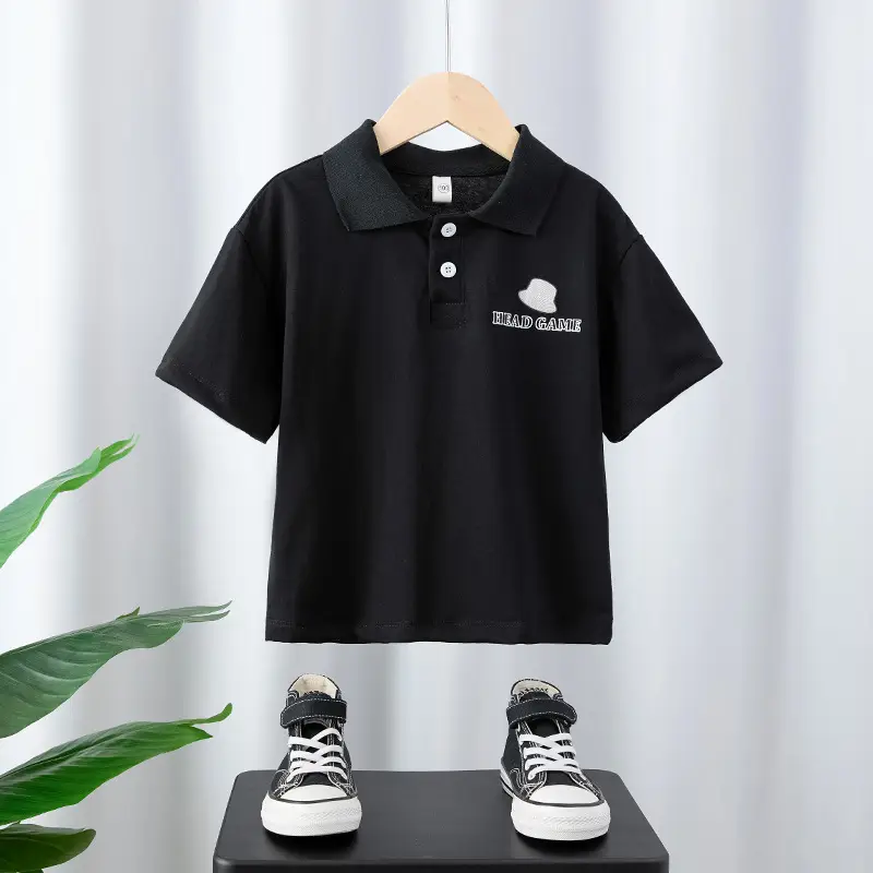 Kids White Polo Shirt Boys 2025 Summer Loose Fit - Image 2