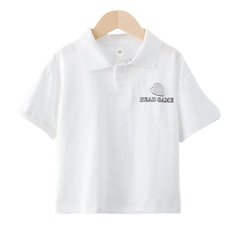 Kids White Polo Shirt Boys 2025 Summer Loose Fit - Image 5