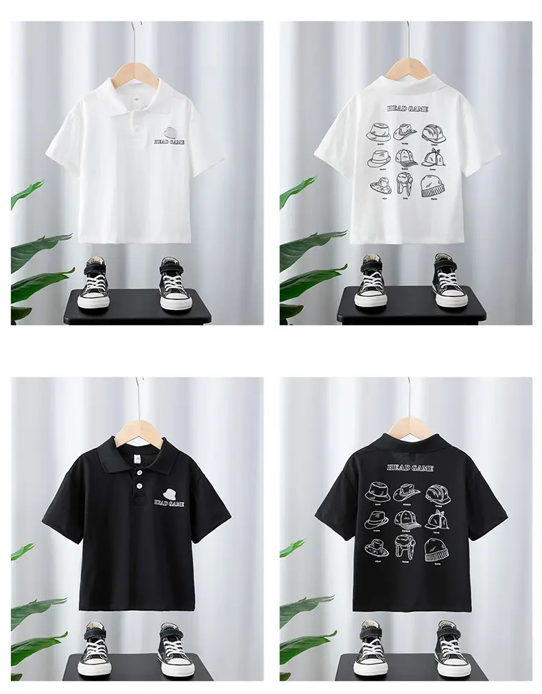 Kids White Polo Shirt Boys 2025 Summer Loose Fit — feature 2