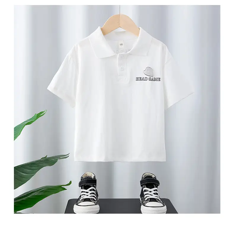 Kids White Polo Shirt Boys 2025 Summer Loose Fit — feature 4