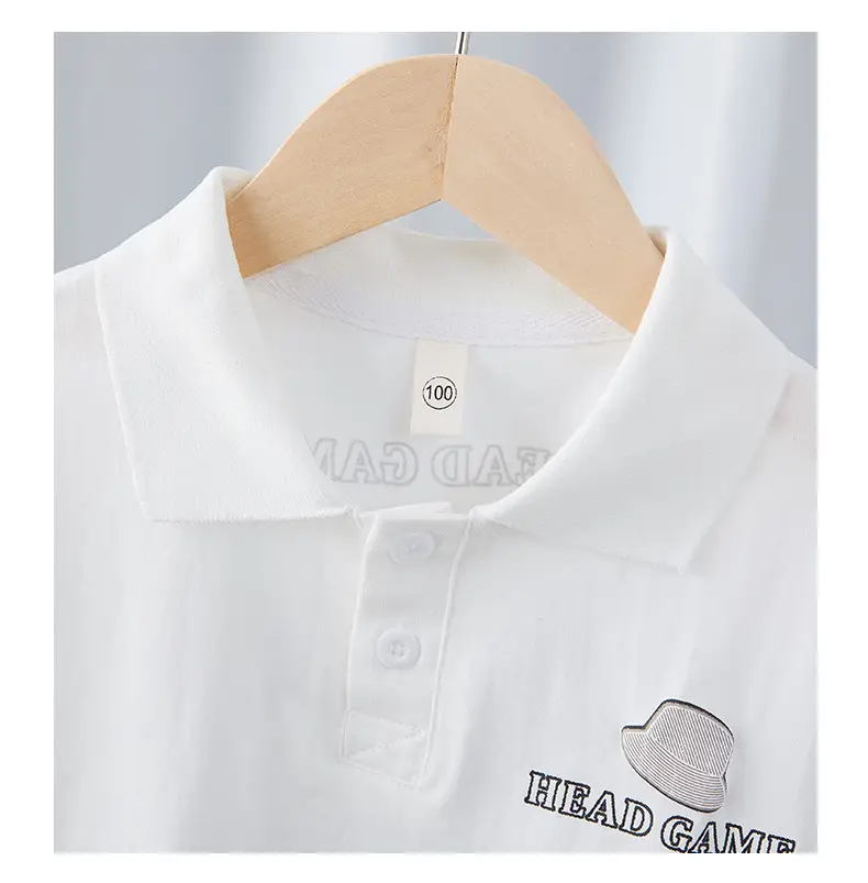 Kids White Polo Shirt Boys 2025 Summer Loose Fit — feature 6