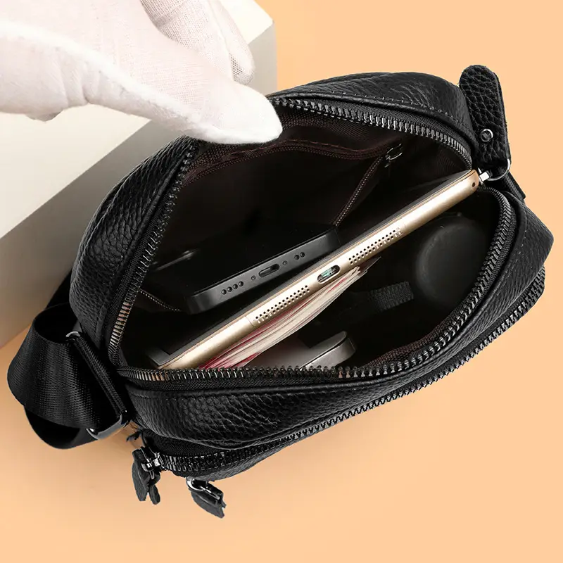 Black Genuine Leather Crossbody Bag for Men - Image 5