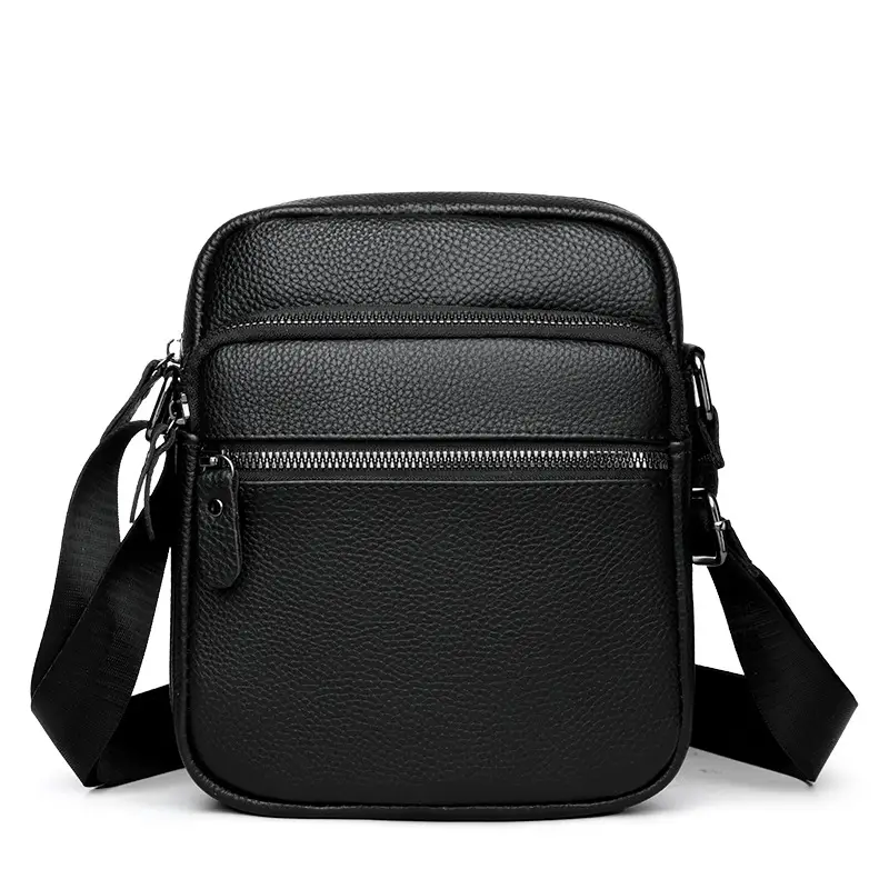 Black Genuine Leather Crossbody Bag for Men - Image 7