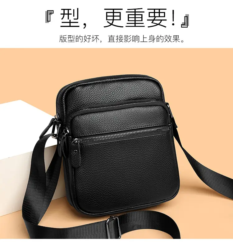 Black Genuine Leather Crossbody Bag for Men — feature 10
