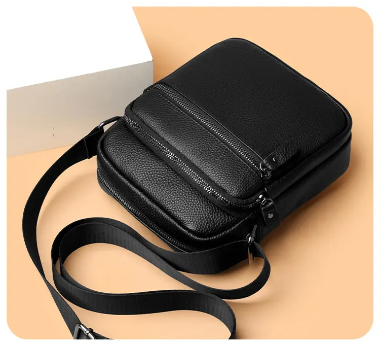 Black Genuine Leather Crossbody Bag for Men — feature 12