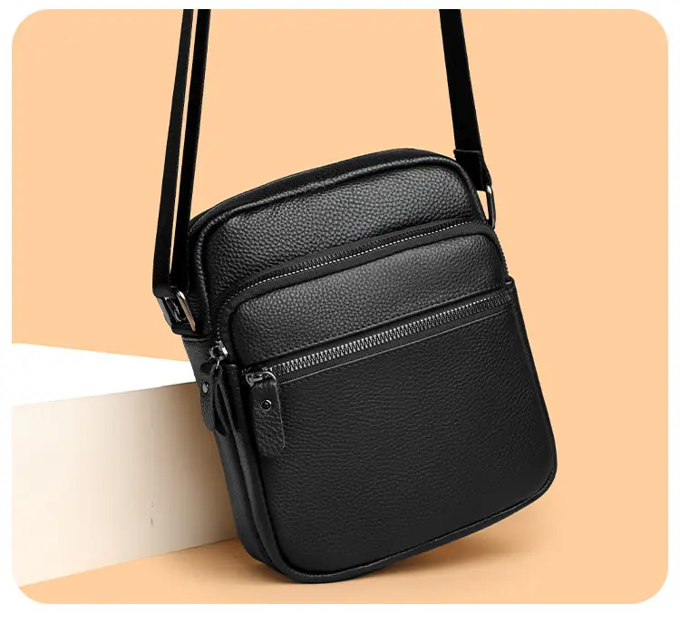 Black Genuine Leather Crossbody Bag for Men — feature 14