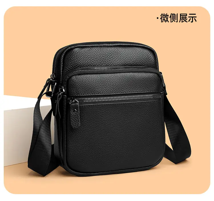 Black Genuine Leather Crossbody Bag for Men — feature 16