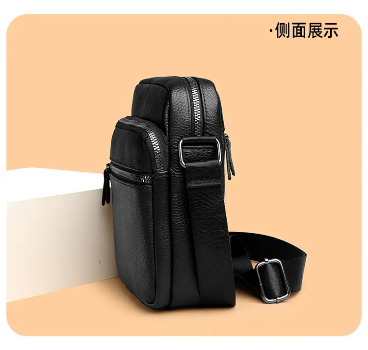 Black Genuine Leather Crossbody Bag for Men — feature 17