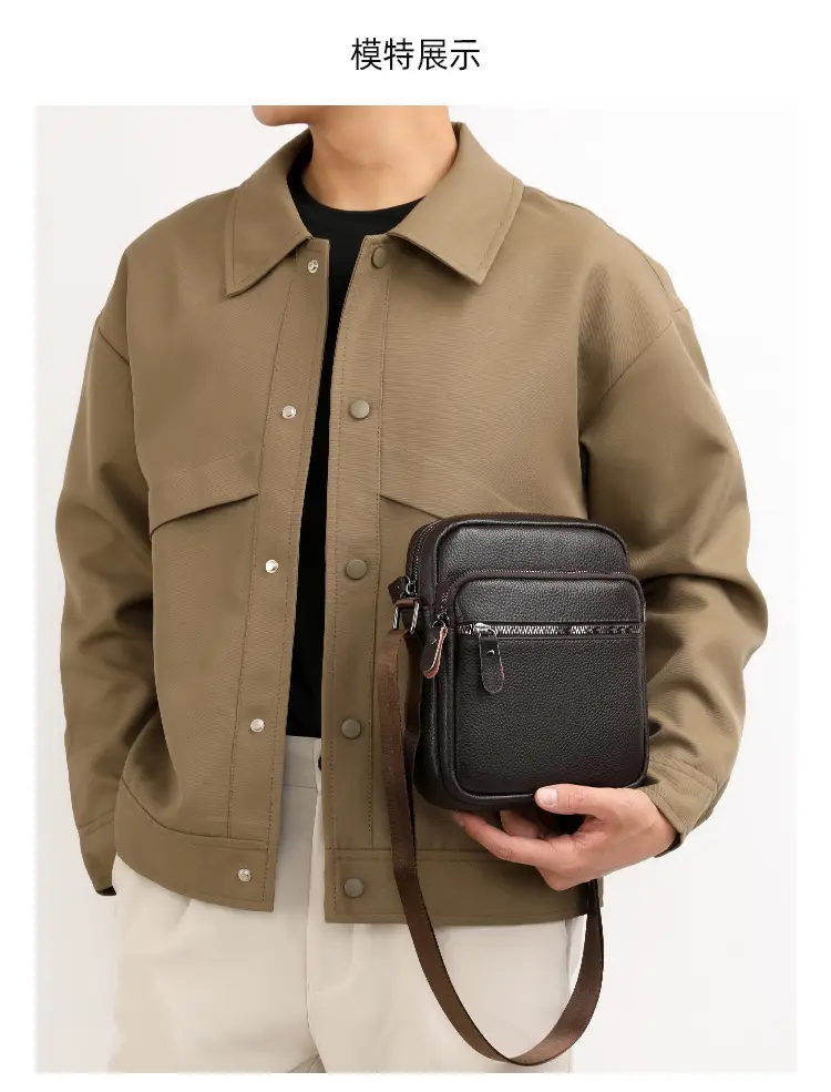 Black Genuine Leather Crossbody Bag for Men — feature 20