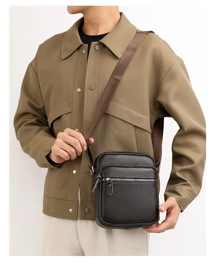 Black Genuine Leather Crossbody Bag for Men — feature 22