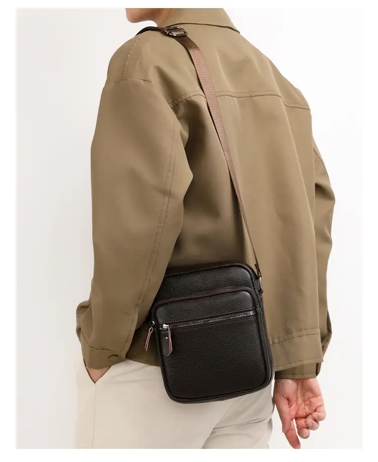 Black Genuine Leather Crossbody Bag for Men — feature 23