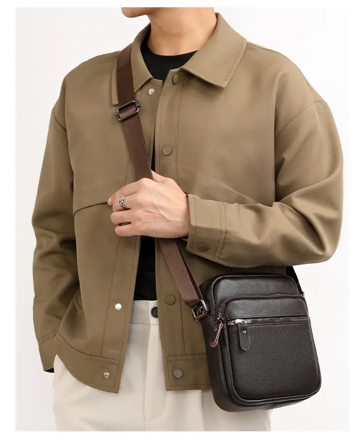 Black Genuine Leather Crossbody Bag for Men — feature 24