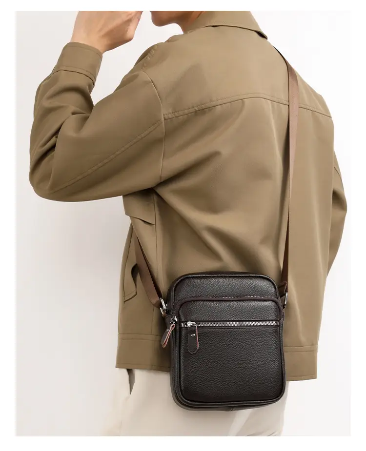Black Genuine Leather Crossbody Bag for Men — feature 25