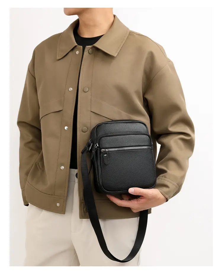 Black Genuine Leather Crossbody Bag for Men — feature 26