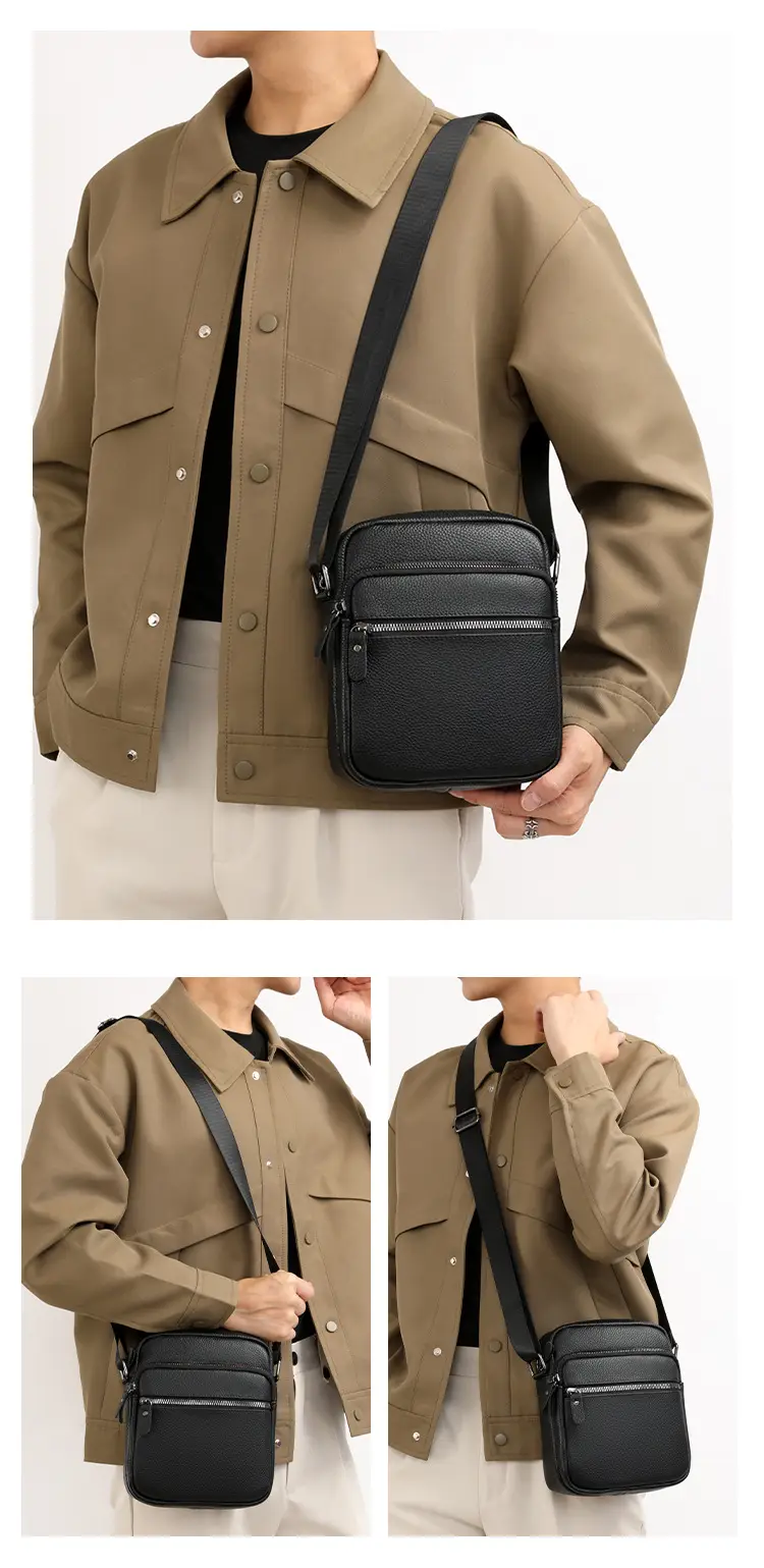 Black Genuine Leather Crossbody Bag for Men — feature 27