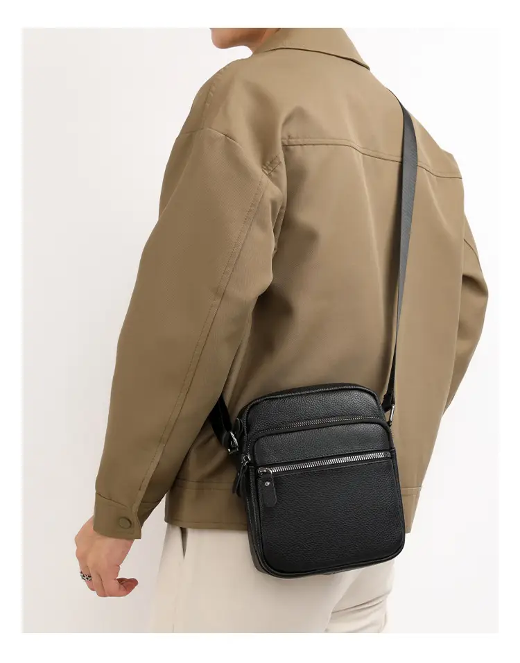 Black Genuine Leather Crossbody Bag for Men — feature 28