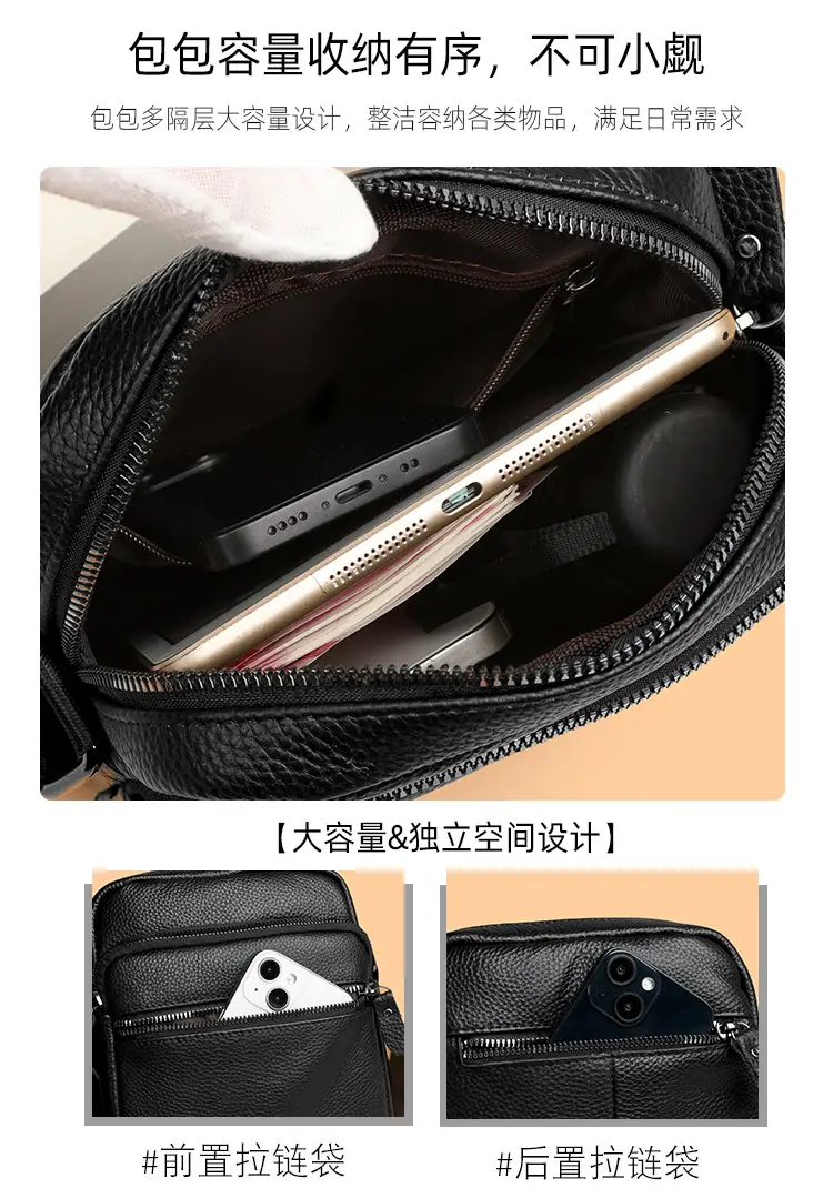 Black Genuine Leather Crossbody Bag for Men — feature 9
