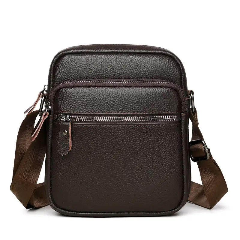 Black Genuine Leather Crossbody Bag for Men - Image 2