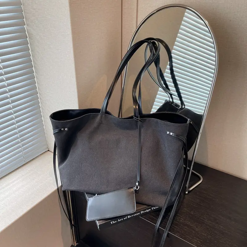 Retro Normcore Tote Bag Women Summer Casual Large Capacity