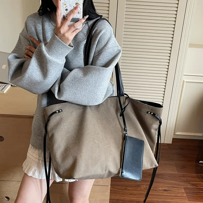 Retro Normcore Tote Bag Women Summer Casual Large Capacity