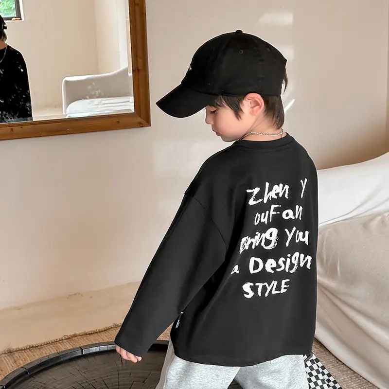 Kids Black Graphic Long Sleeve T-Shirt 2026 - Image 2