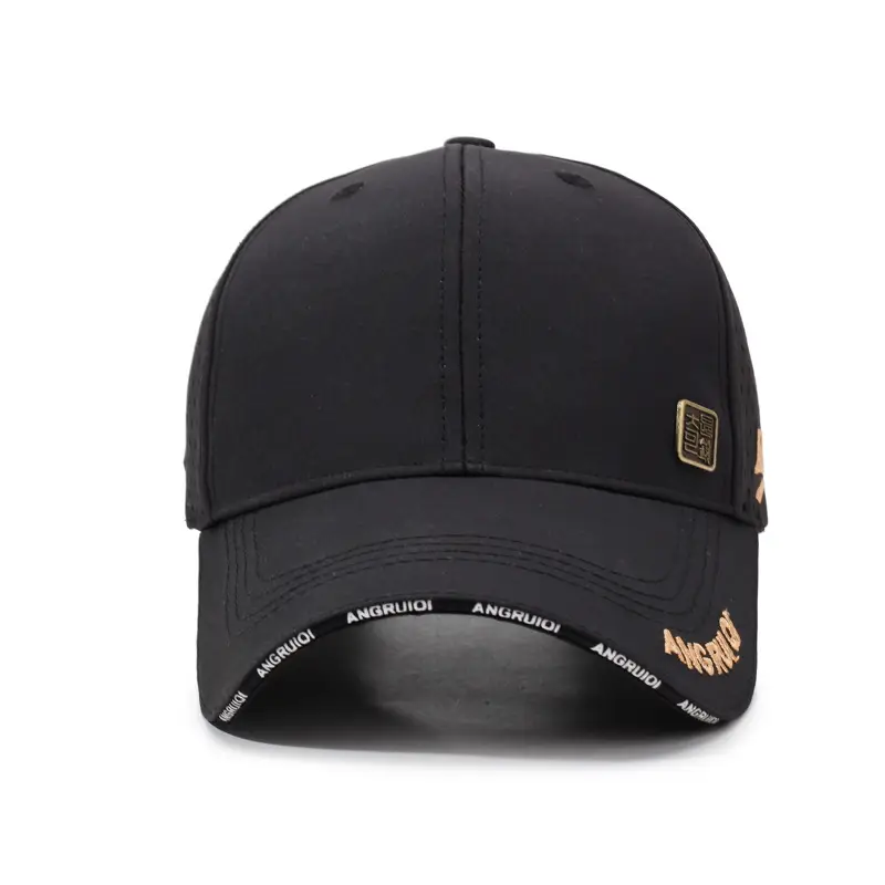 Men's Black Mesh Baseball Cap with Embroidered Logo