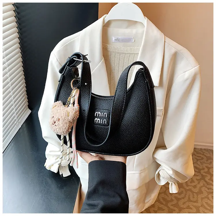 Women's Cream Shoulder Bag with Bear Charm — feature 22