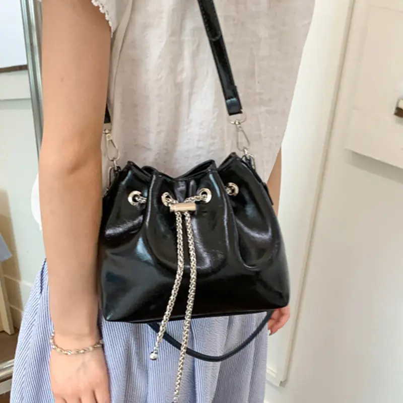 Red Chain Bucket Bag for Women