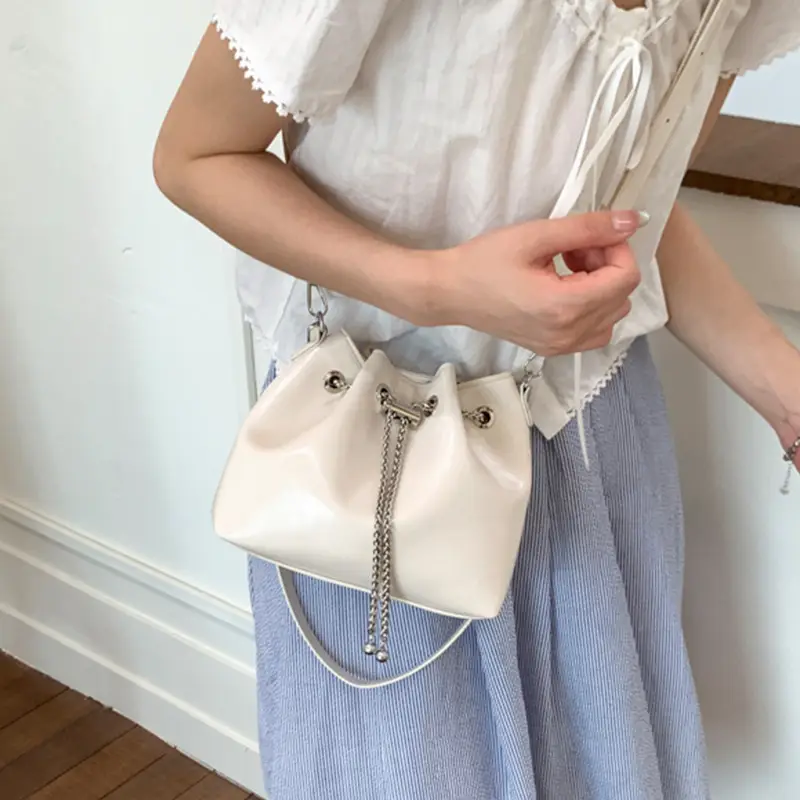 Red Chain Bucket Bag for Women