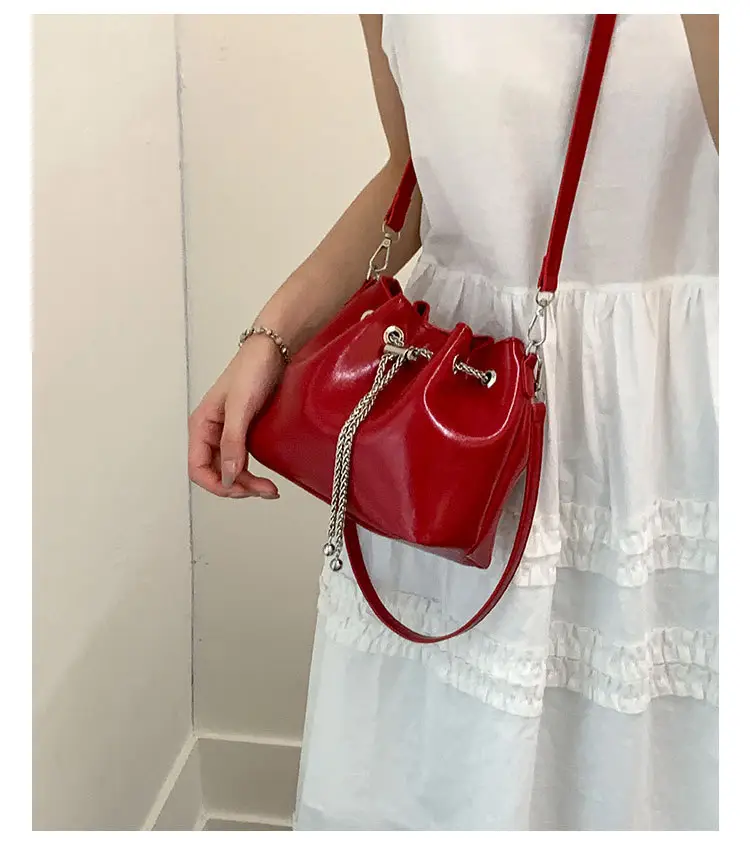 Red Chain Bucket Bag for Women — feature 14