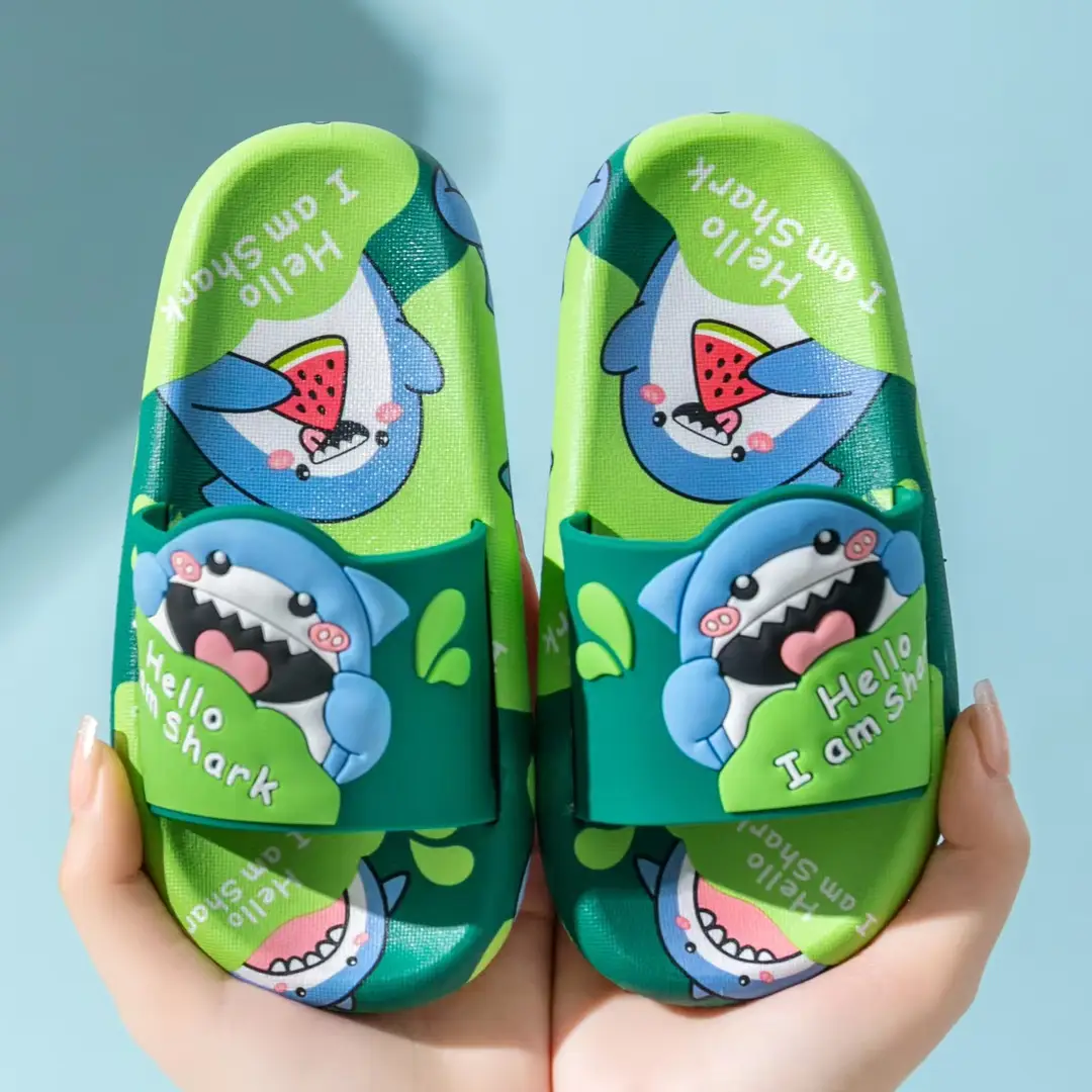 Children's Slippers Cartoon Cute Watermelon Shark Family Indoor Home Non-Slip Outer Wear Summer Baby Bathroom Soft Bottom