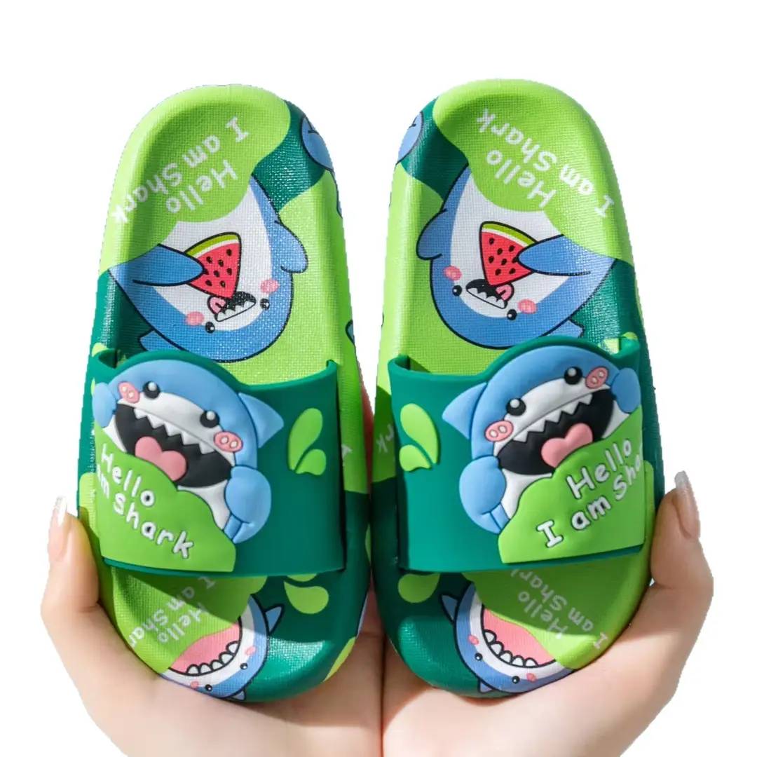 Children's Slippers Cartoon Cute Watermelon Shark Family Indoor Home Non-Slip Outer Wear Summer Baby Bathroom Soft Bottom