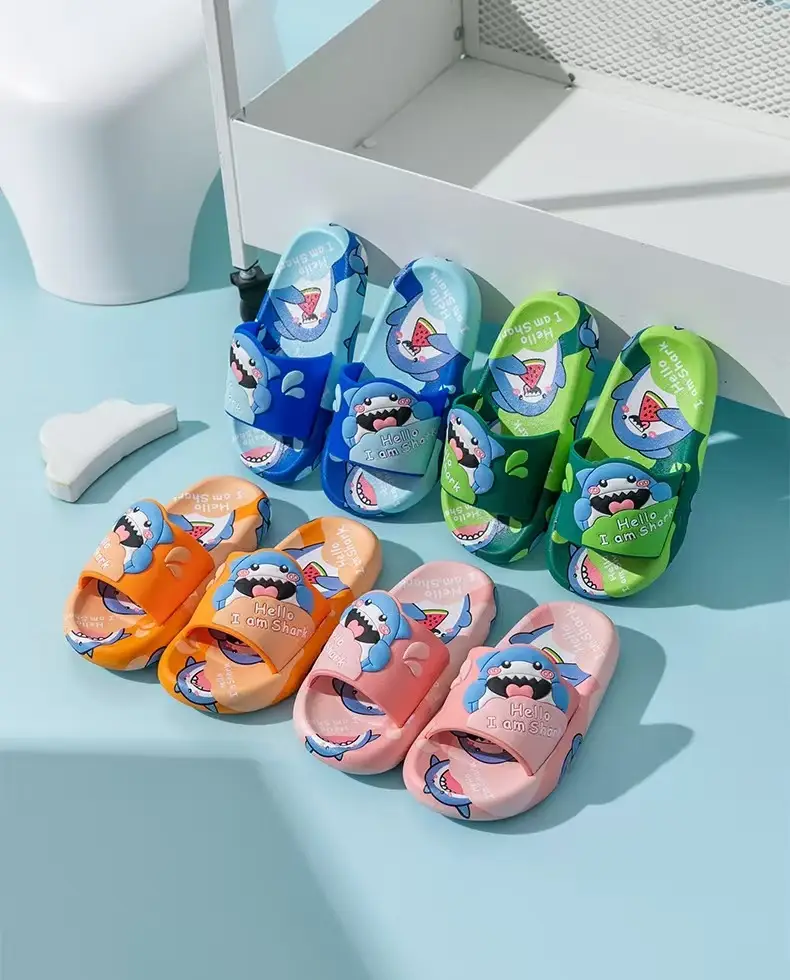 Children's Slippers Cartoon Cute Watermelon Shark Family Indoor Home Non-Slip Outer Wear Summer Baby Bathroom Soft Bottom — feature 7