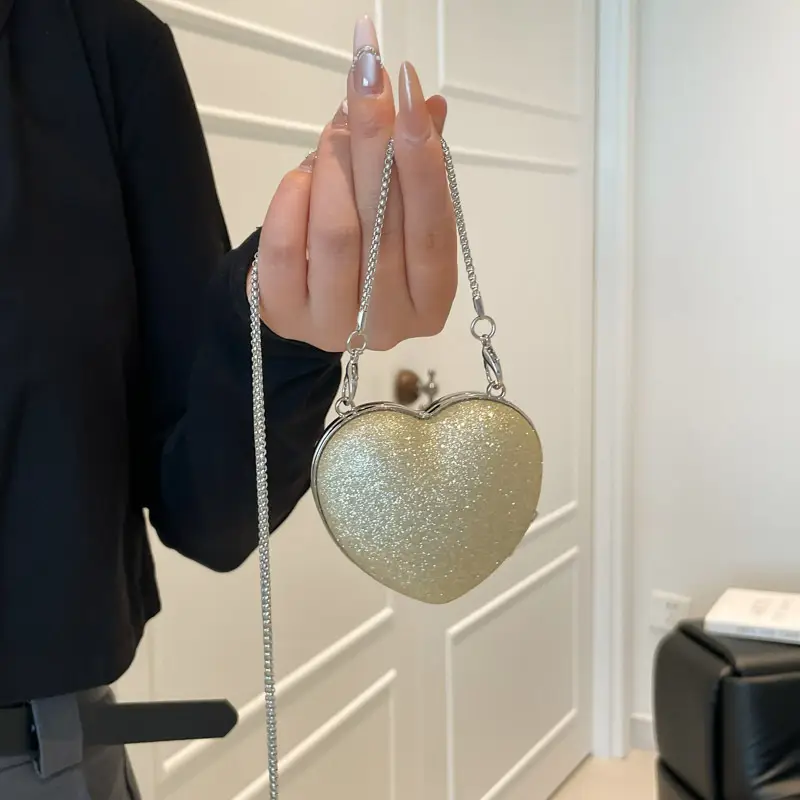 Heart Shaped Black Diamond Bag for Women - Image 8