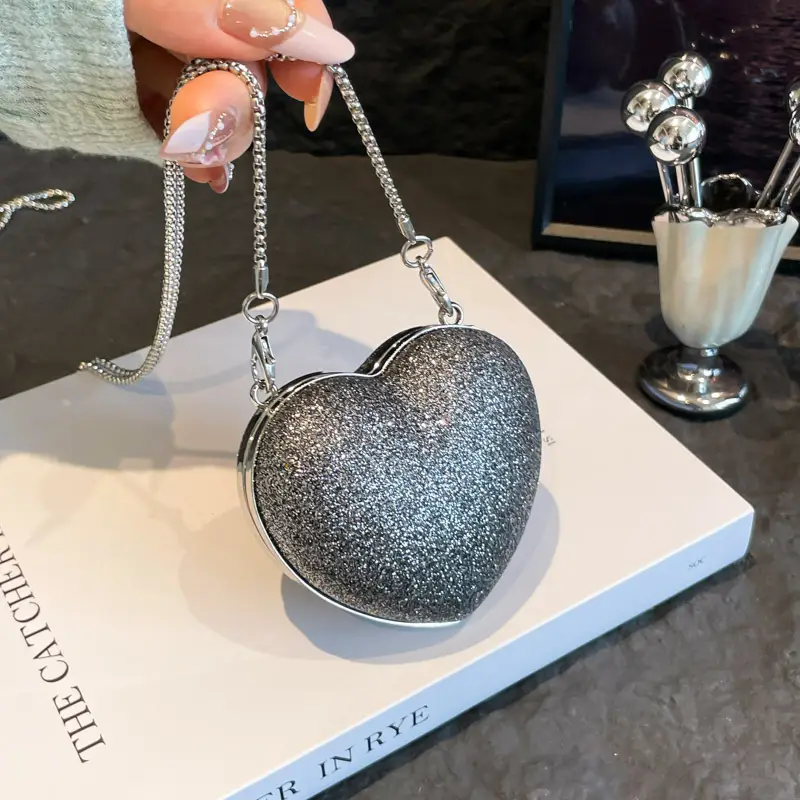 Heart Shaped Black Diamond Bag for Women - Image 9