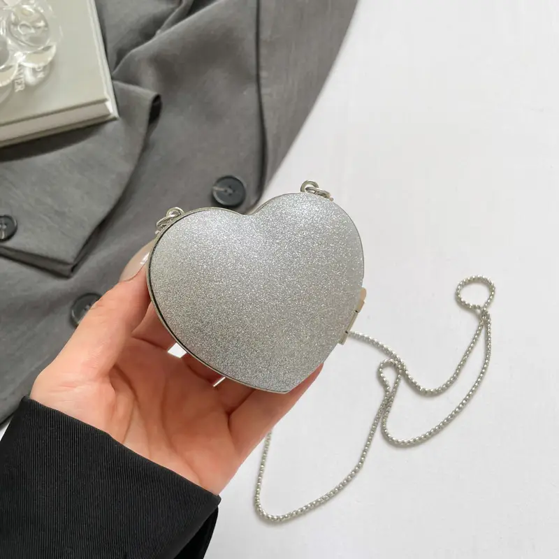 Heart Shaped Black Diamond Bag for Women - Image 3