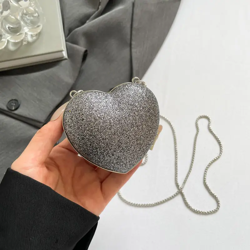Heart Shaped Black Diamond Bag for Women - Image 5
