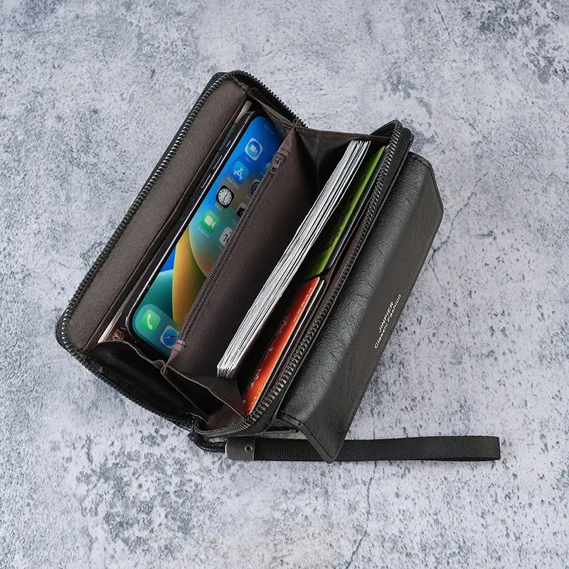 Cross-Border Men's Wallet Pu Multi-Card Slot Casual Long Wallet New Large-Capacity Clutch Bag Mobile Phone Coin Purse for Men