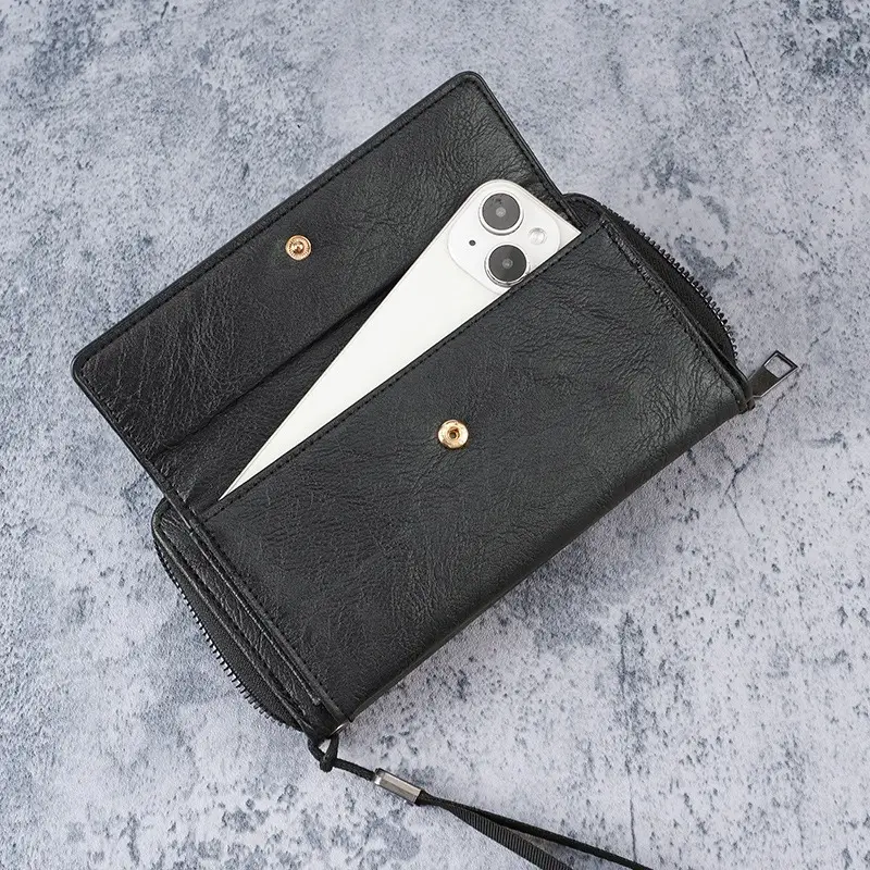 Cross-Border Men's Wallet Pu Multi-Card Slot Casual Long Wallet New Large-Capacity Clutch Bag Mobile Phone Coin Purse for Men