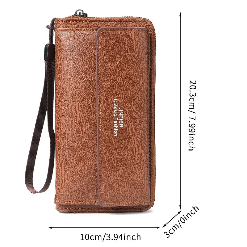 Cross-Border Men's Wallet Pu Multi-Card Slot Casual Long Wallet New Large-Capacity Clutch Bag Mobile Phone Coin Purse for Men