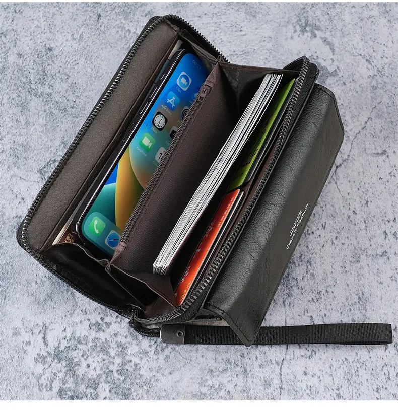 Cross-Border Men's Wallet Pu Multi-Card Slot Casual Long Wallet New Large-Capacity Clutch Bag Mobile Phone Coin Purse for Men — feature 6
