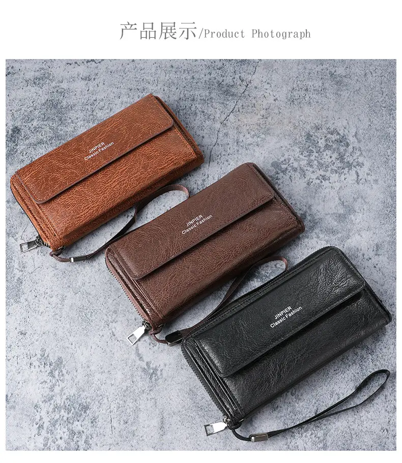 Cross-Border Men's Wallet Pu Multi-Card Slot Casual Long Wallet New Large-Capacity Clutch Bag Mobile Phone Coin Purse for Men — feature 9