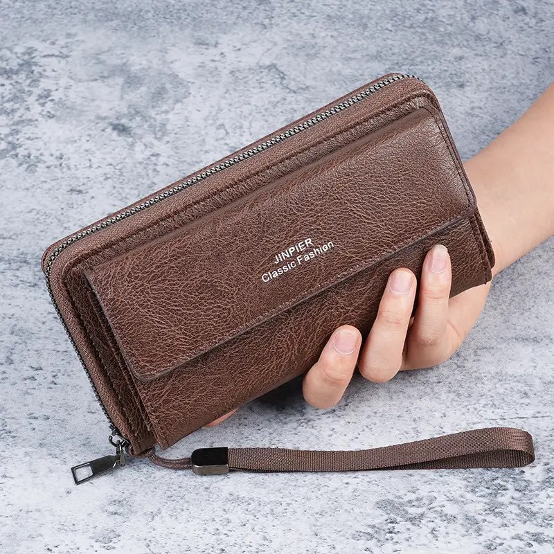 Cross-Border Men's Wallet Pu Multi-Card Slot Casual Long Wallet New Large-Capacity Clutch Bag Mobile Phone Coin Purse for Men