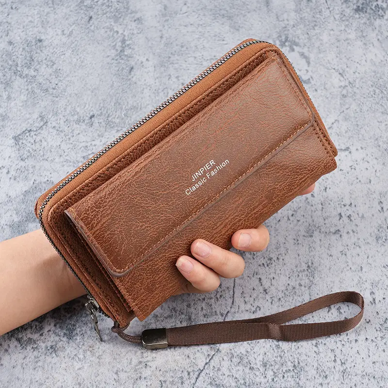 Cross-Border Men's Wallet Pu Multi-Card Slot Casual Long Wallet New Large-Capacity Clutch Bag Mobile Phone Coin Purse for Men