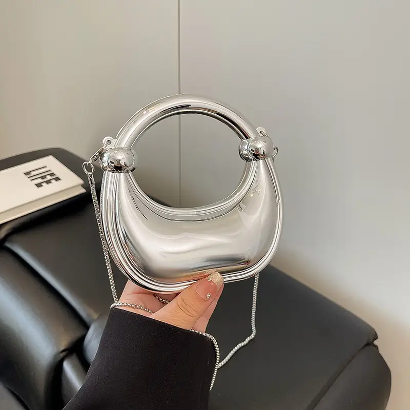 Laser Dumpling Bag Silver Chain Shoulder Crossbody