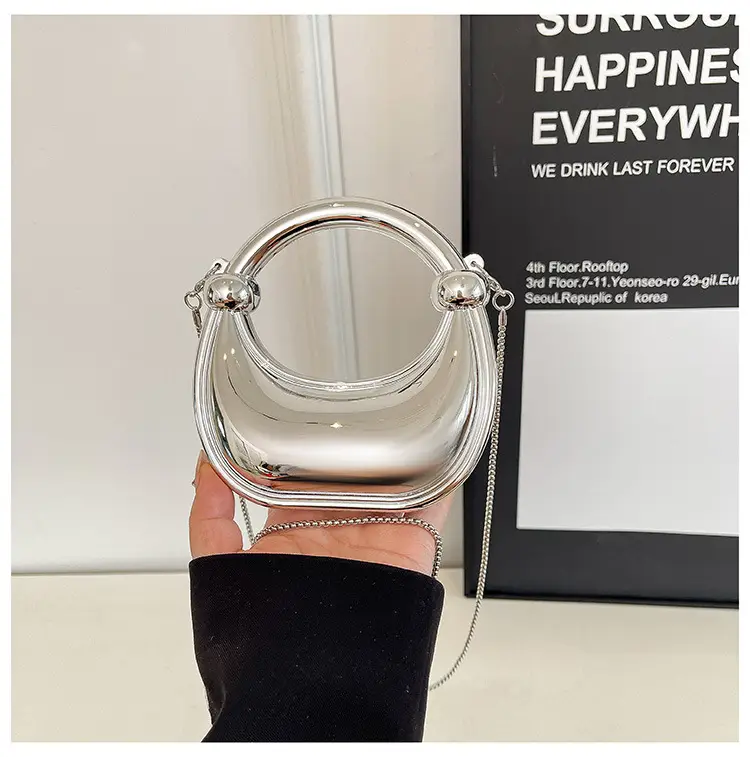 Laser Dumpling Bag Silver Chain Shoulder Crossbody — feature 28