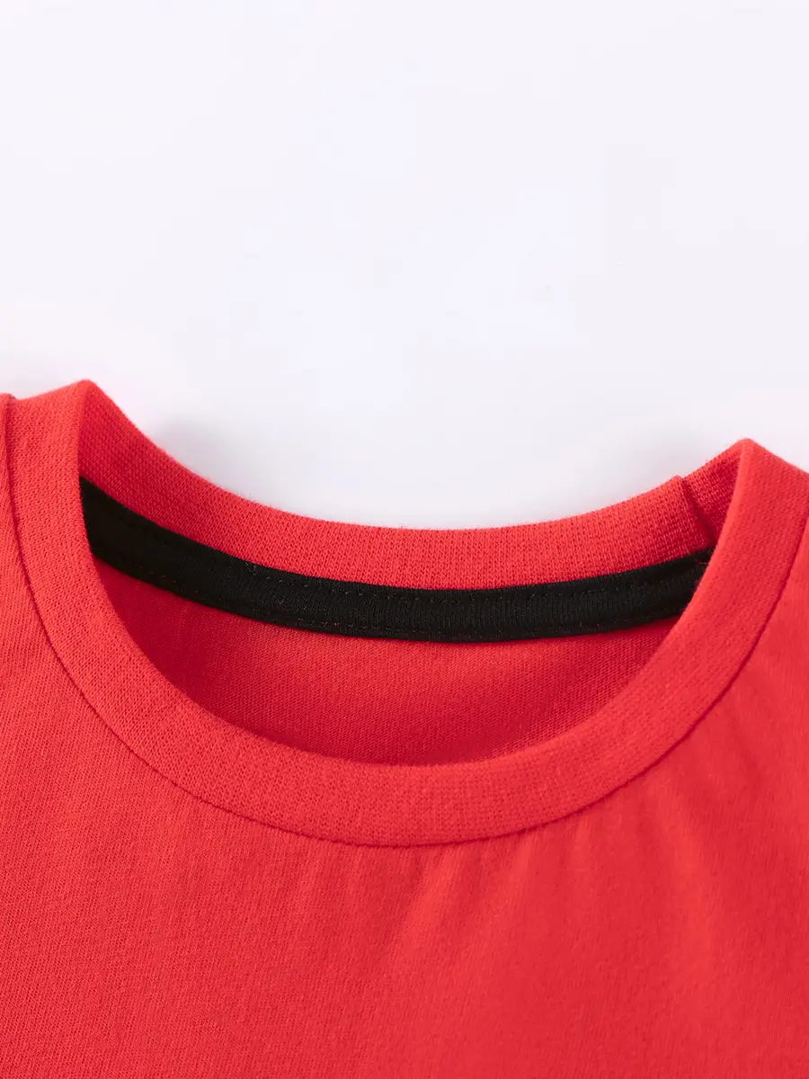 Christmas Boys T-Shirt Red Cotton Cartoon Print - Image 4